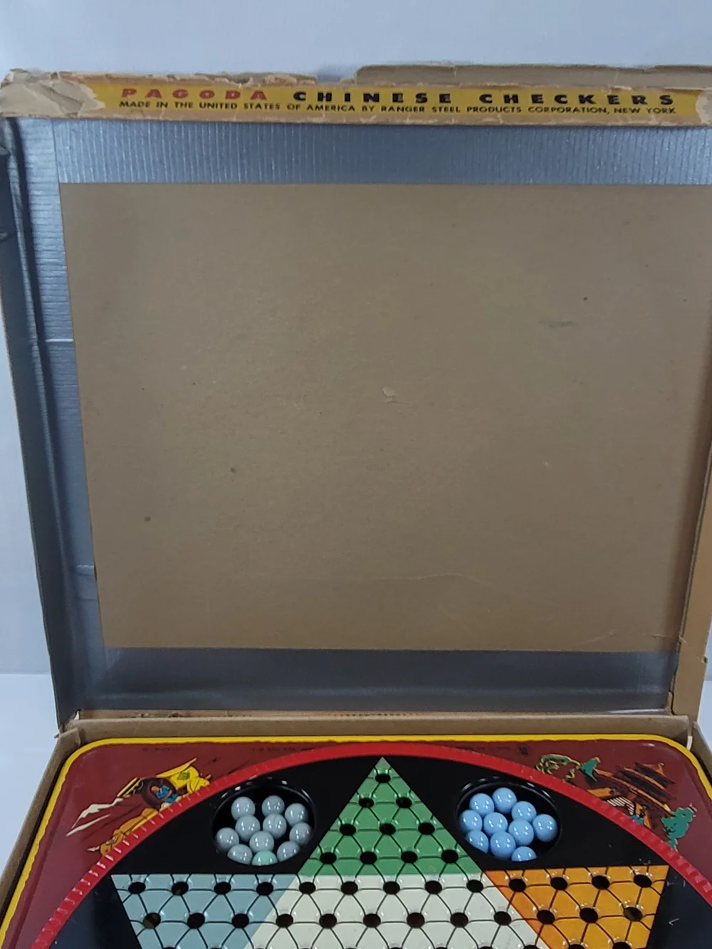 Vintage Pagoda Chinese Checkers Game In Original Box Ranger Steel No. 650
